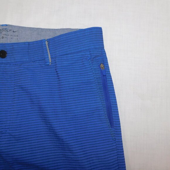 Nike Golf Modern Fit DriFit Mens 30 Blue Striped Flat Front Short - Picture 7 of 11